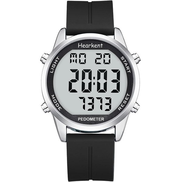 Hearkent Podómetro Reloj para Caminar para Senior, Sin Bluetooth, No Requiere App con Contador de Pasos, Calorias, y Numeros LCD Grandes.